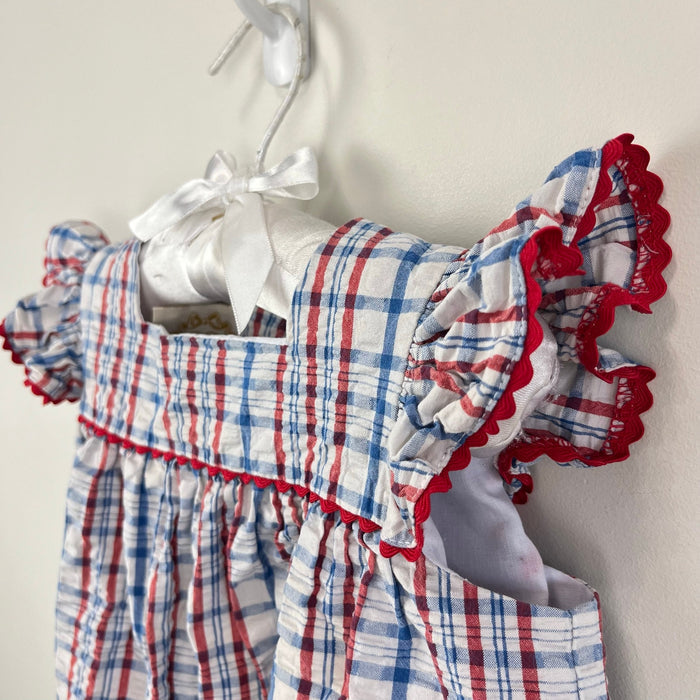 The Beaufort Bonnet Company Rosemary Ruffle Dress Seersucker Plaid 12-18 Months
