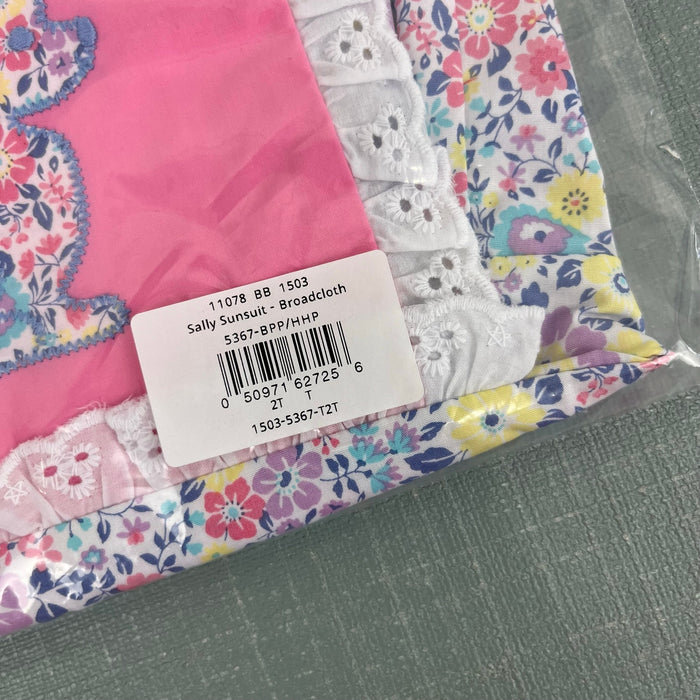 The Beaufort Bonnet Company Sally Sunsuit Briar Patch Petals Dog Applique 2T NWT