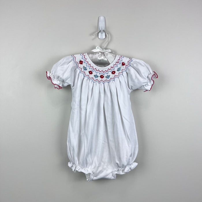 The Beaufort Bonnet Company Sandy Smocked Bubble Worth Avenue White 18-24 Months