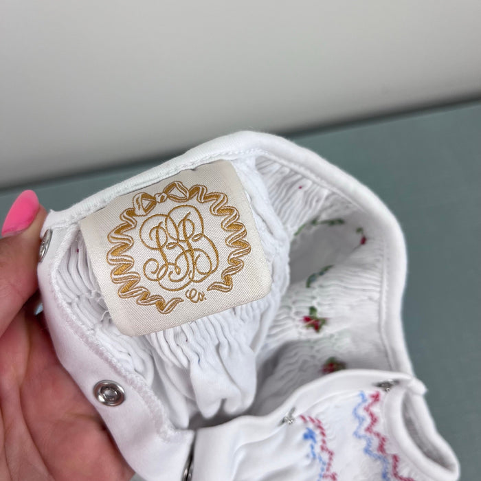 The Beaufort Bonnet Company Sandy Smocked Bubble Worth Avenue White 18-24 Months