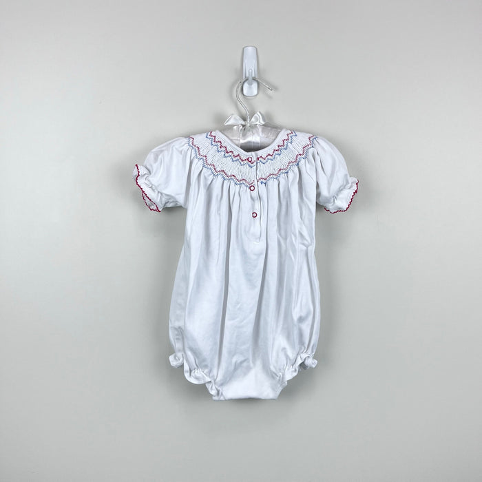 The Beaufort Bonnet Company Sandy Smocked Bubble Worth Avenue White 18-24 Months