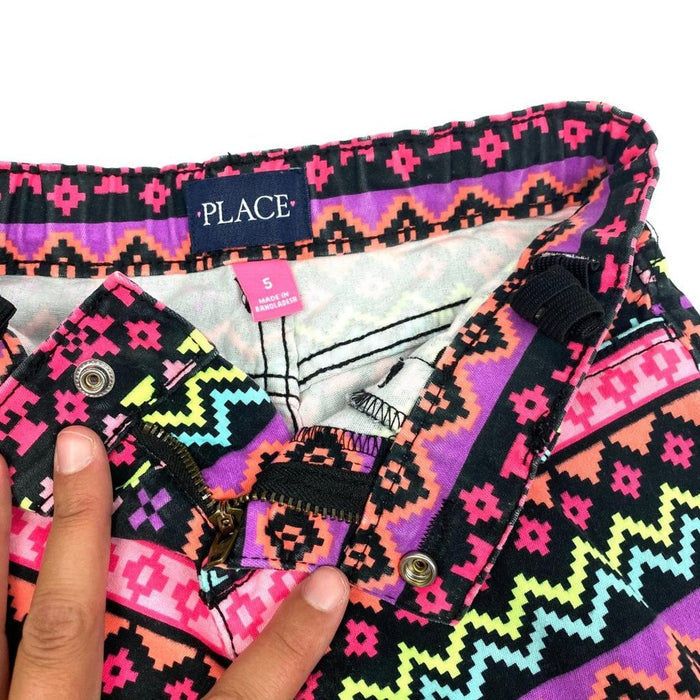 The Children’s Place Black Pink Neon Geometric Pants 5T
