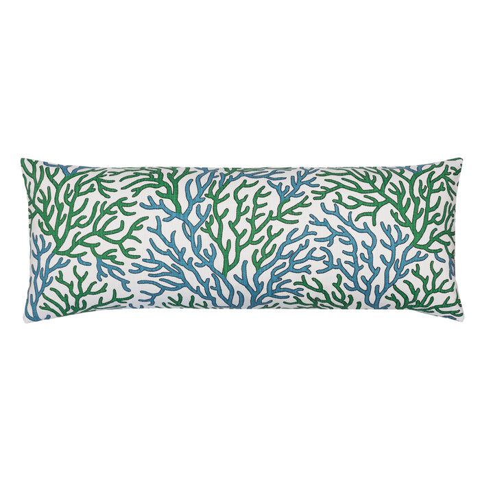 The Green and Teal Reef Extra Long Lumbar Throw Pillow
