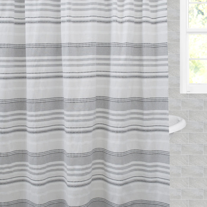 The Grey Dotted Stripe Shower Curtain