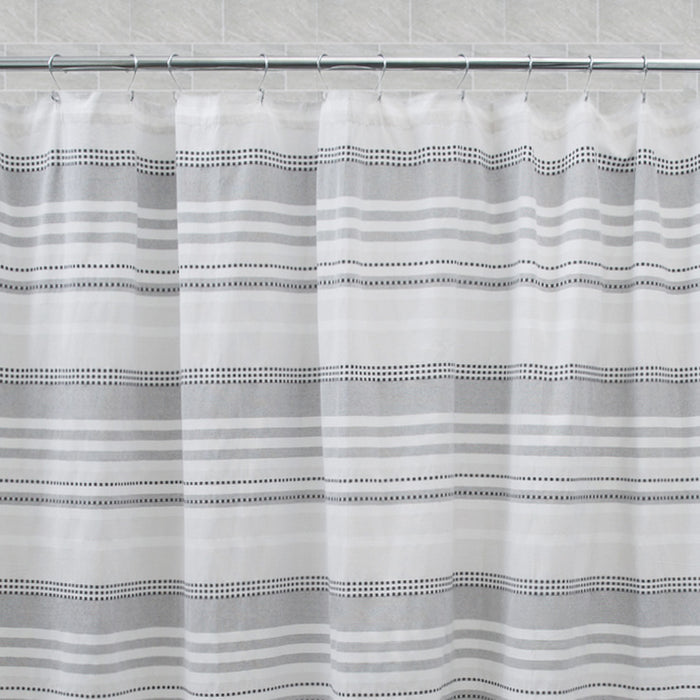 The Grey Dotted Stripe Shower Curtain