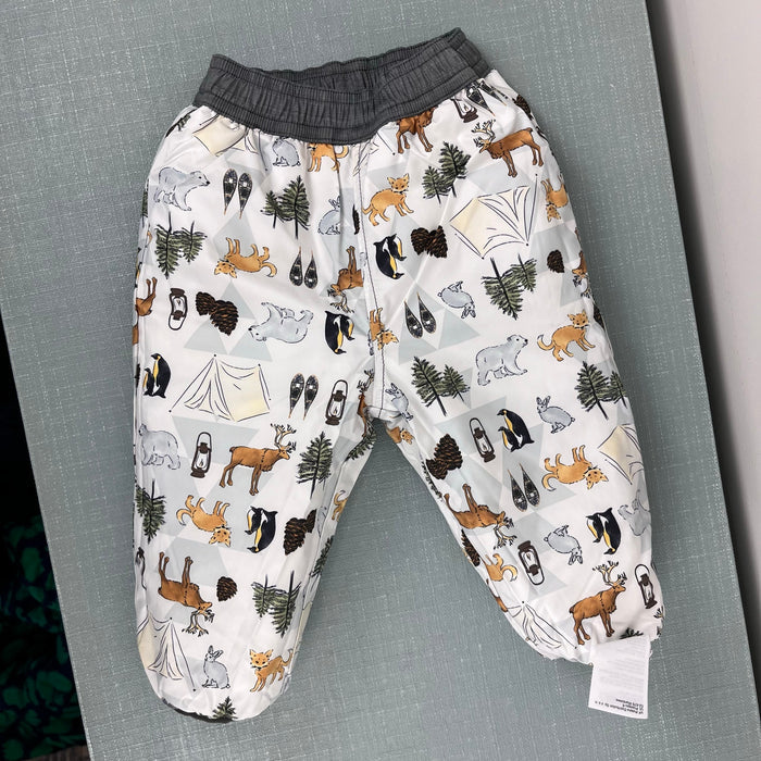 The North Face Baby Reversible Perrito Snow Pants Gray Woodland Animals 3-6 Months
