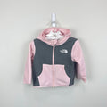 The North Face Girls Glacier Full Zip Fleece Hoodie Jacket Pink Gray 3-6 Months