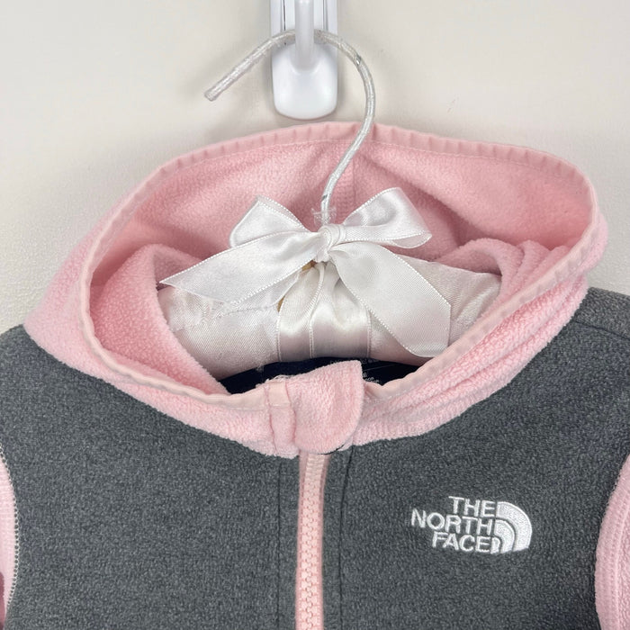 The North Face Girls Glacier Full Zip Fleece Hoodie Jacket Pink Gray 3-6 Months