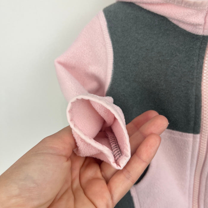 The North Face Girls Glacier Full Zip Fleece Hoodie Jacket Pink Gray 3-6 Months