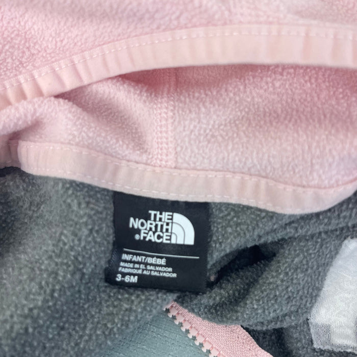 The North Face Girls Glacier Full Zip Fleece Hoodie Jacket Pink Gray 3-6 Months