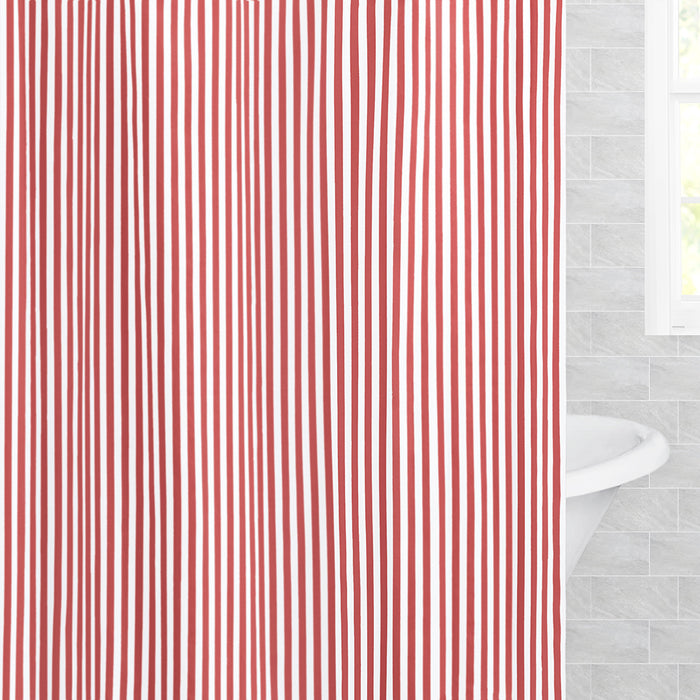 The Red Striped Shower Curtain