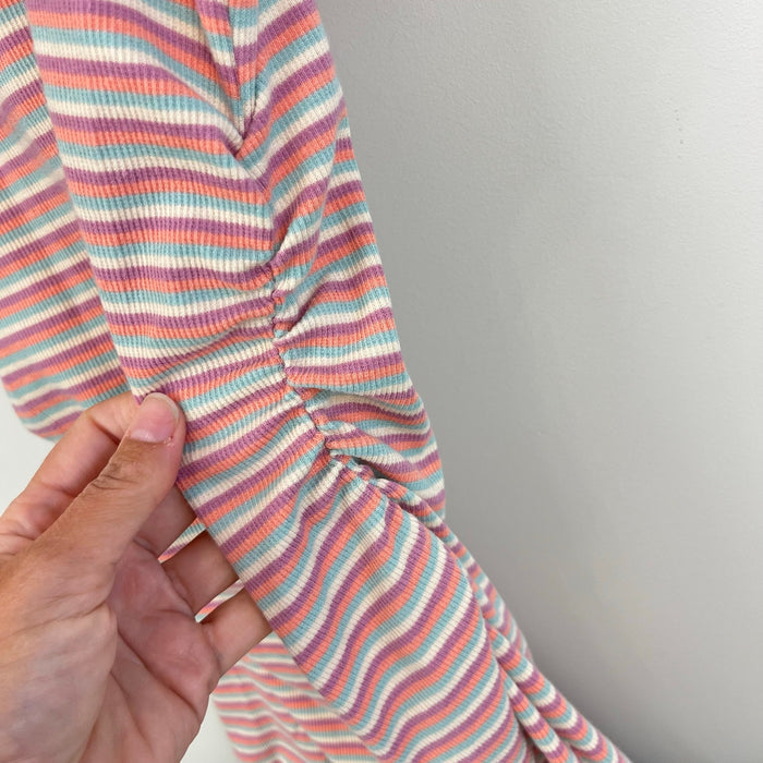 Treasure & Bond Kids' Stripe Ruched T-Shirt Dress Purple Cloud Mini Bands Stripe M 8-10