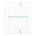 Turquoise Wavelet Embroidered Sheet Set (Fitted, Flat, & Pillow Cases)