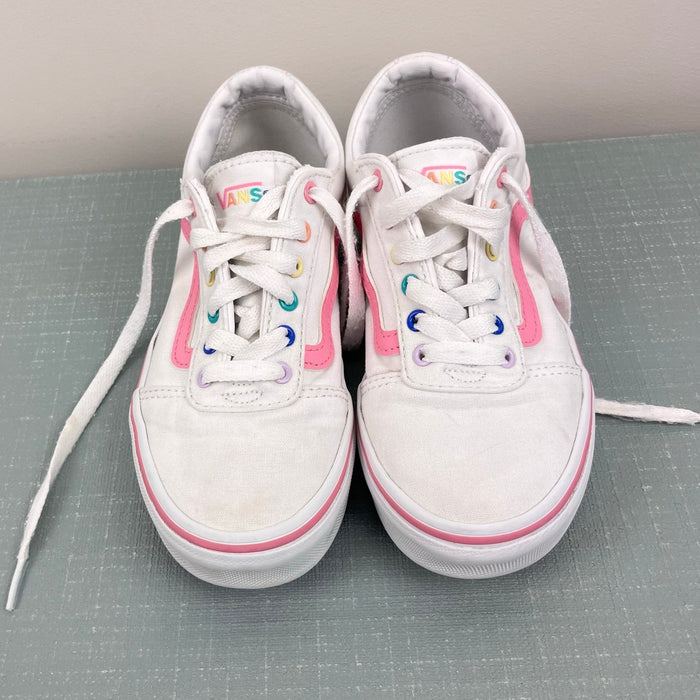 Vans Old Skool Pink White Pastel Rainbow Canvas Sneakers 12