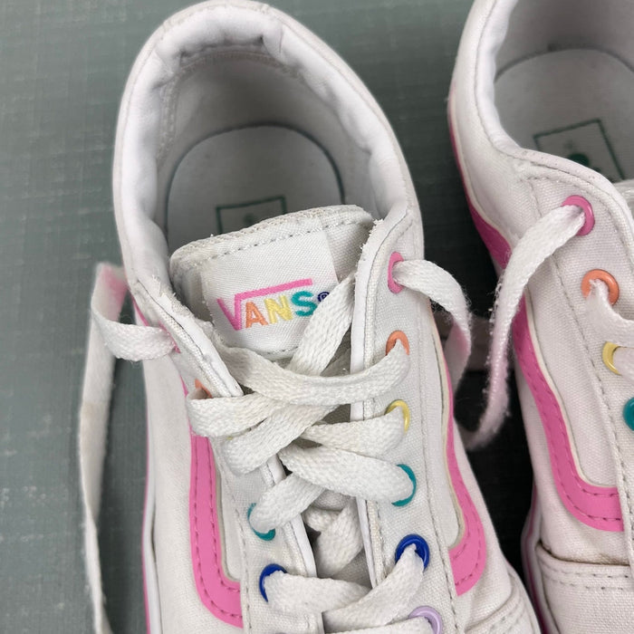 Vans Old Skool Pink White Pastel Rainbow Canvas Sneakers 12