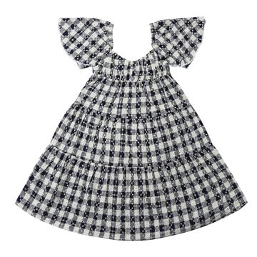 Vignette Sierrra Dress | Navy Check Eyelet