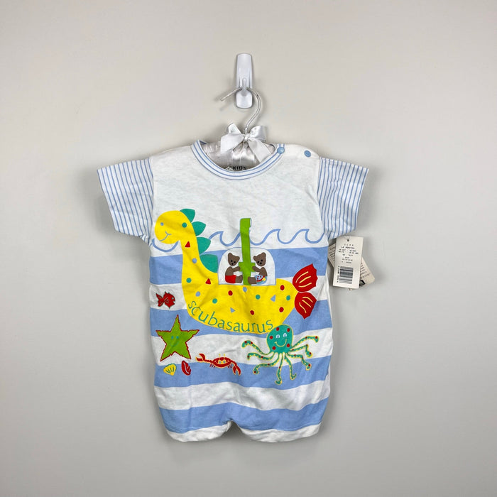 Vinatge Gear Kids by Schwab Scuabsaurus Shortall Romper 12 Months USA NWT