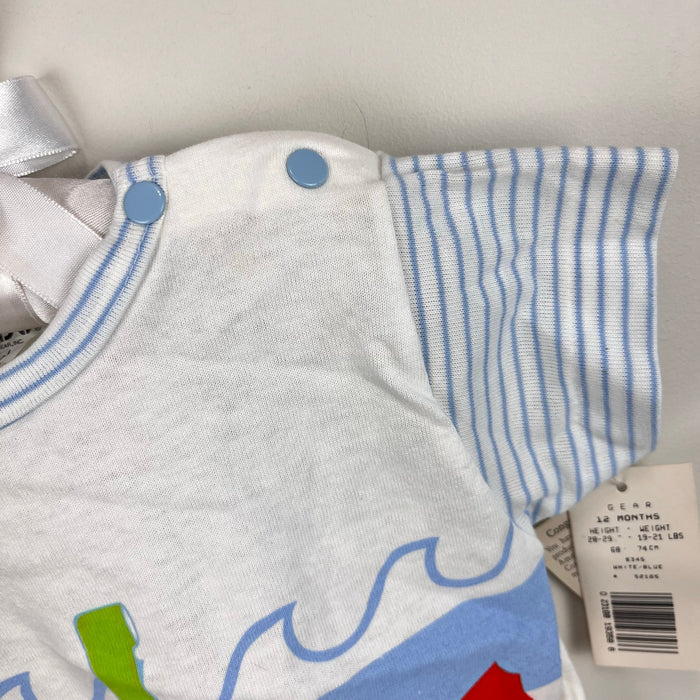 Vinatge Gear Kids by Schwab Scuabsaurus Shortall Romper 12 Months USA NWT