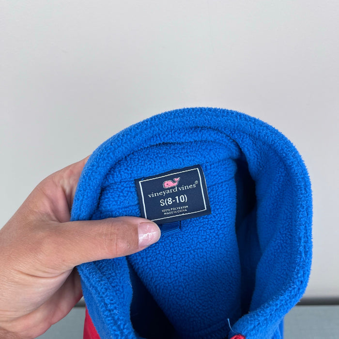 Vineyard Vines Blue Red Fleece Shep Shirt S 8-10