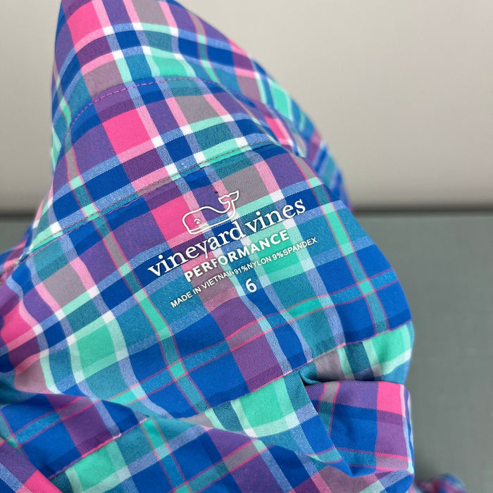 Vineyard Vines Boys' Performance Plaid Featherweight Shirt 6