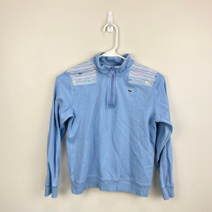 Vineyard Vines Girls Light Blue Rainbow Whale Shep Shirt M 10-12 100% cotton