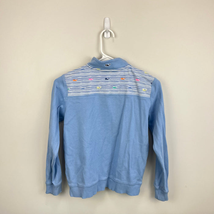 Vineyard Vines Girls Light Blue Rainbow Whale Shep Shirt M 10-12 100% cotton