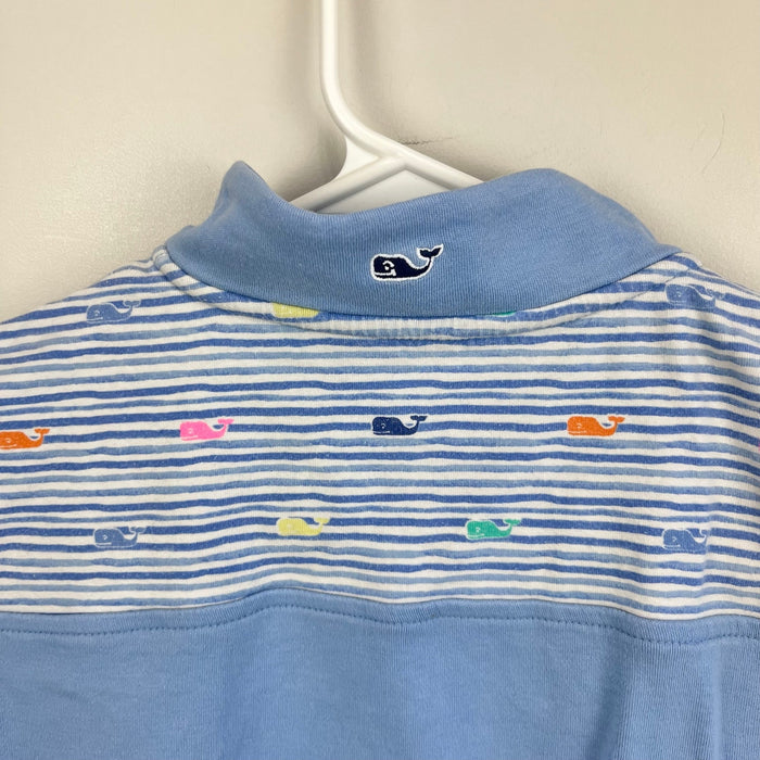 Vineyard Vines Girls Light Blue Rainbow Whale Shep Shirt M 10-12 100% cotton