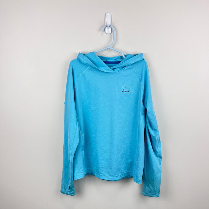 Vineyard Vines Kids Long Sleeve Burgee Whale Performance Hoodie T-Shirt Blue 7