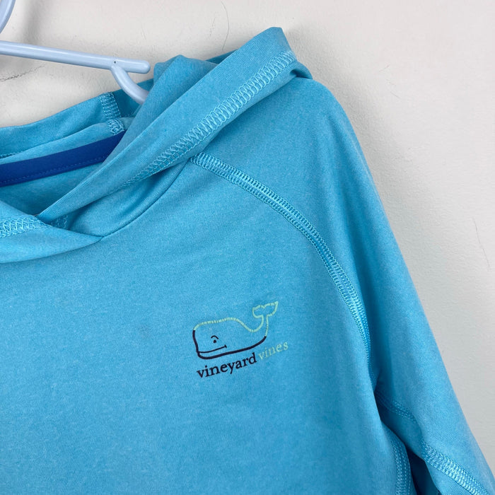 Vineyard Vines Kids Long Sleeve Burgee Whale Performance Hoodie T-Shirt Blue 7