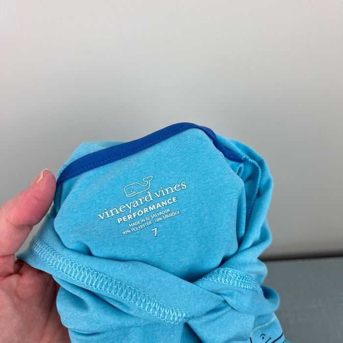 Vineyard Vines Kids Long Sleeve Burgee Whale Performance Hoodie T-Shirt Blue 7