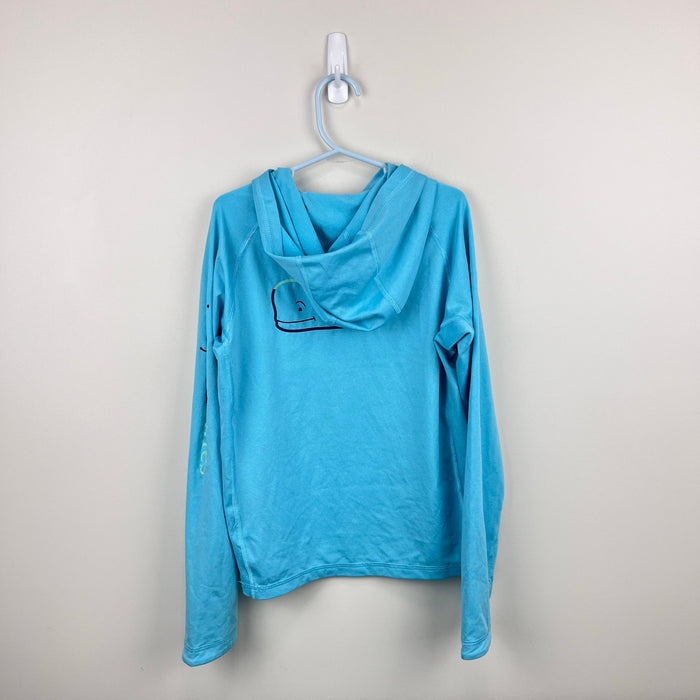 Vineyard Vines Kids Long Sleeve Burgee Whale Performance Hoodie T-Shirt Blue 7