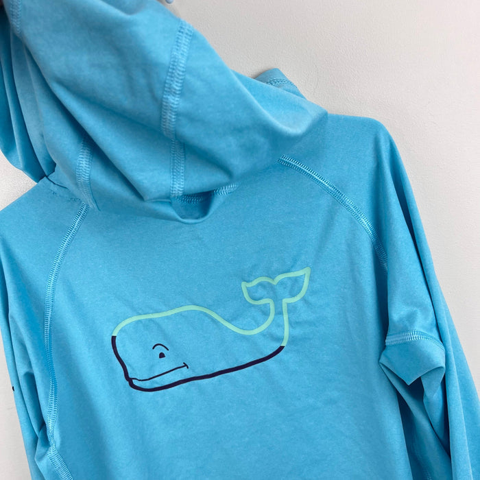 Vineyard Vines Kids Long Sleeve Burgee Whale Performance Hoodie T-Shirt Blue 7