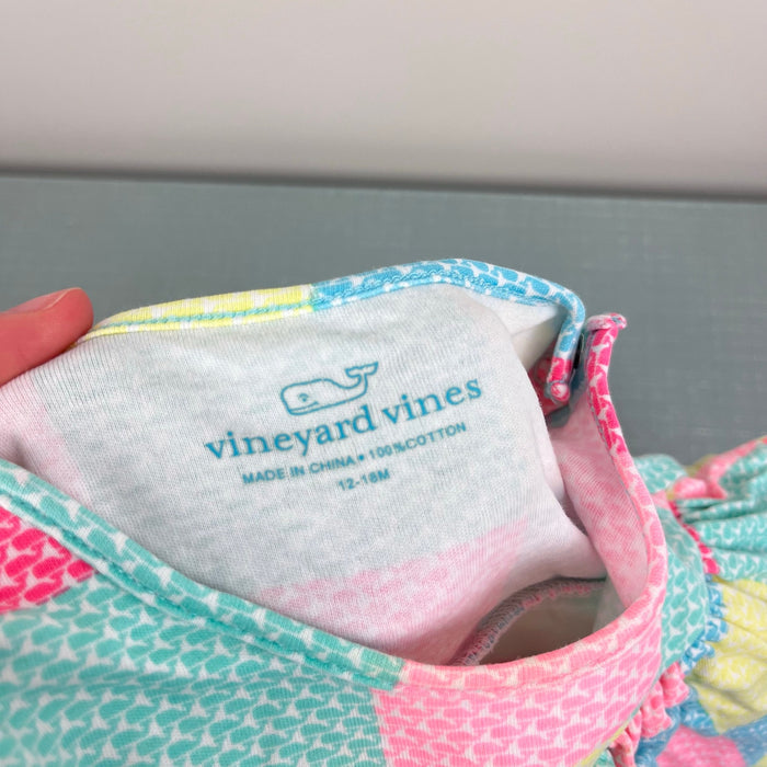 Vineyard Vines Patchwork Whale Short Sleeve Bodysuit Dress 12-18 Months