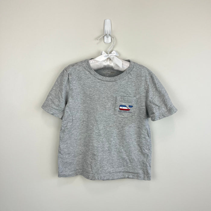 Vineyard Vines Short Sleeve American Flag Whale Pocket T-Shirt 4T