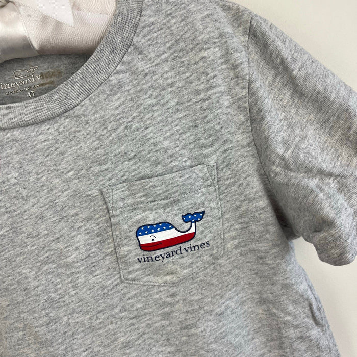 Vineyard Vines Short Sleeve American Flag Whale Pocket T-Shirt 4T