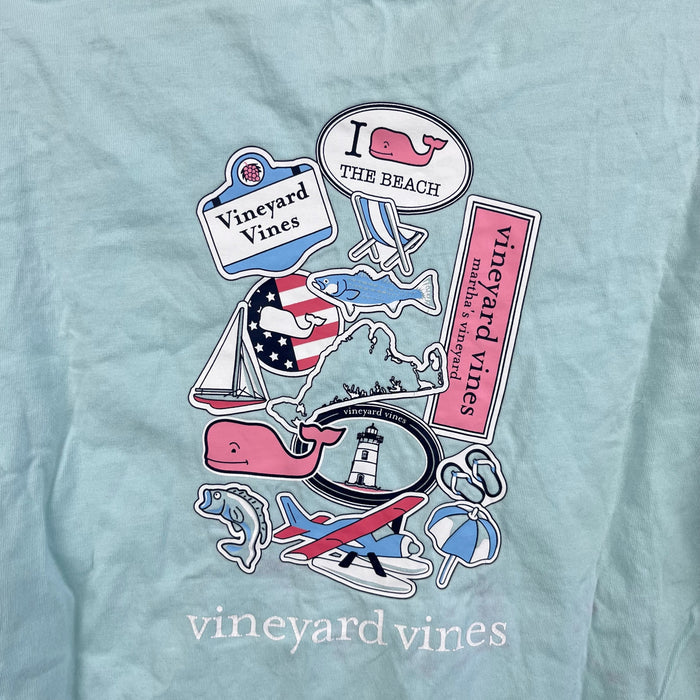Vineyard Vines Short Sleeve Sticker Whale Pocket T-Shirt Aqua 6