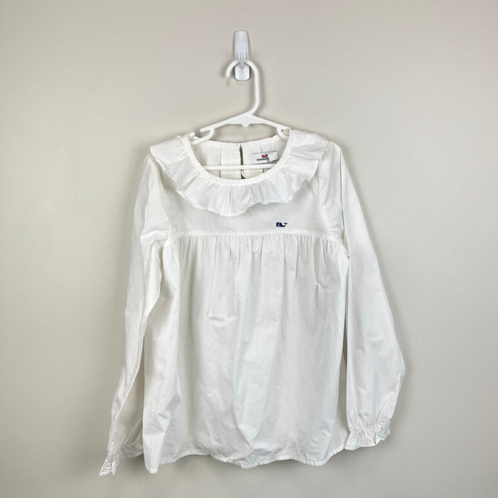 Vineyard Vines White Ruffle Blouse Medium