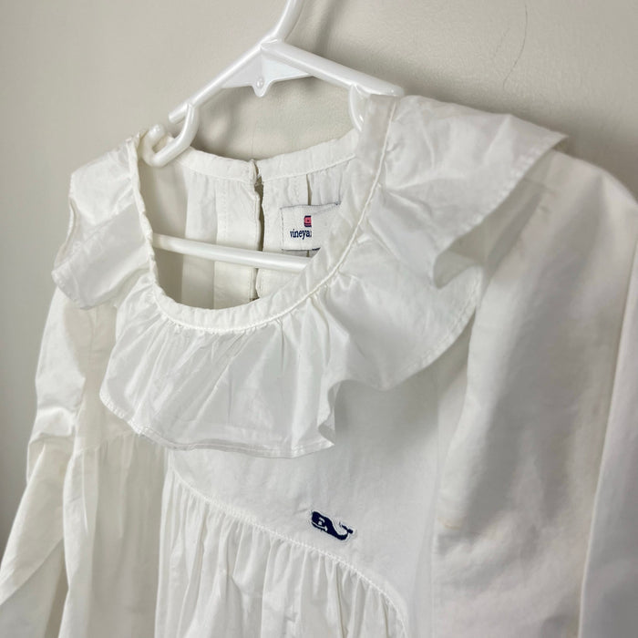 Vineyard Vines White Ruffle Blouse Medium