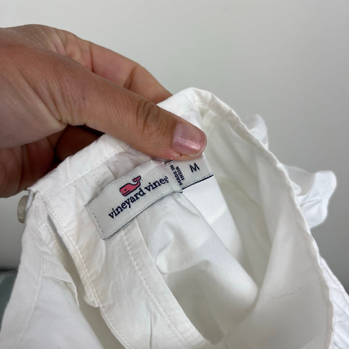 Vineyard Vines White Ruffle Blouse Medium