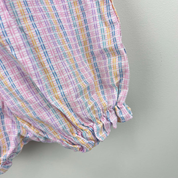 Vintage A Tiny Tots Original Pastel Plaid Ruffle Sunsuit Romper 12 Months