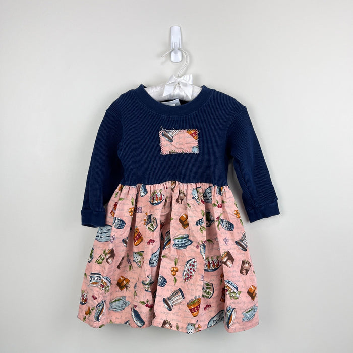 Vintage After the Stork Pink Navy Garden Dress XXS 2T USA