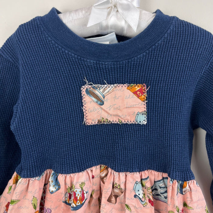 Vintage After the Stork Pink Navy Garden Dress XXS 2T USA