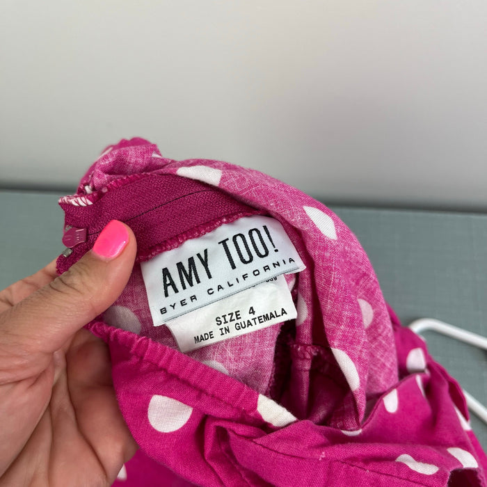Vintage Amy Too! Pink Polka Dot Party Dress 4T
