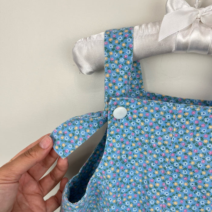 Vintage Blue Floral Shortalls Romper
