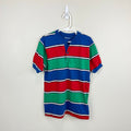 Vintage Blue, Red, Green Striped Short Sleeve Tee Shirt