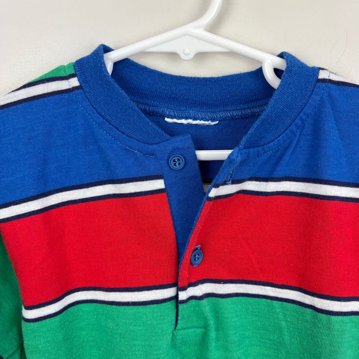 Vintage Blue, Red, Green Striped Short Sleeve Tee Shirt