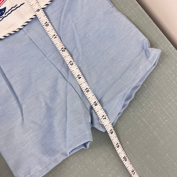 Vintage Blue Sailboat Shortall Romper 24 Months
