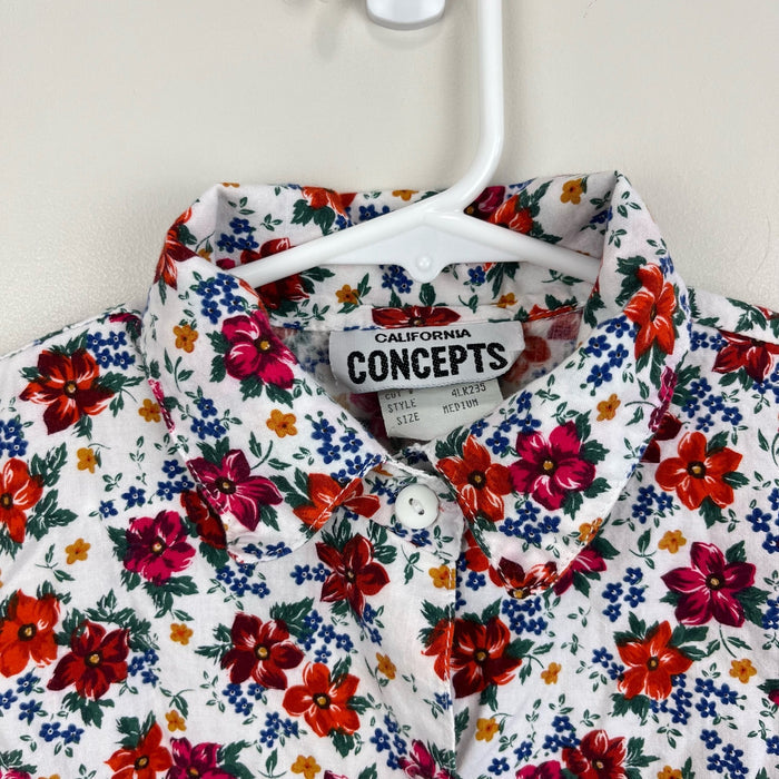 Vintage California Concepts Floral Sleeveless Cropped Blouse Medium USA