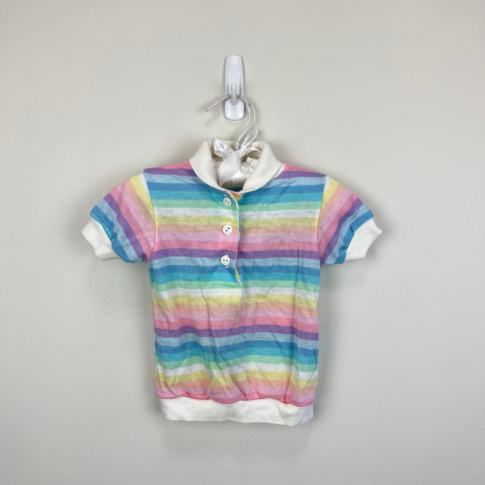 Vintage Carter's Pastel Rainbow Striped Polo Shirt 2T USA