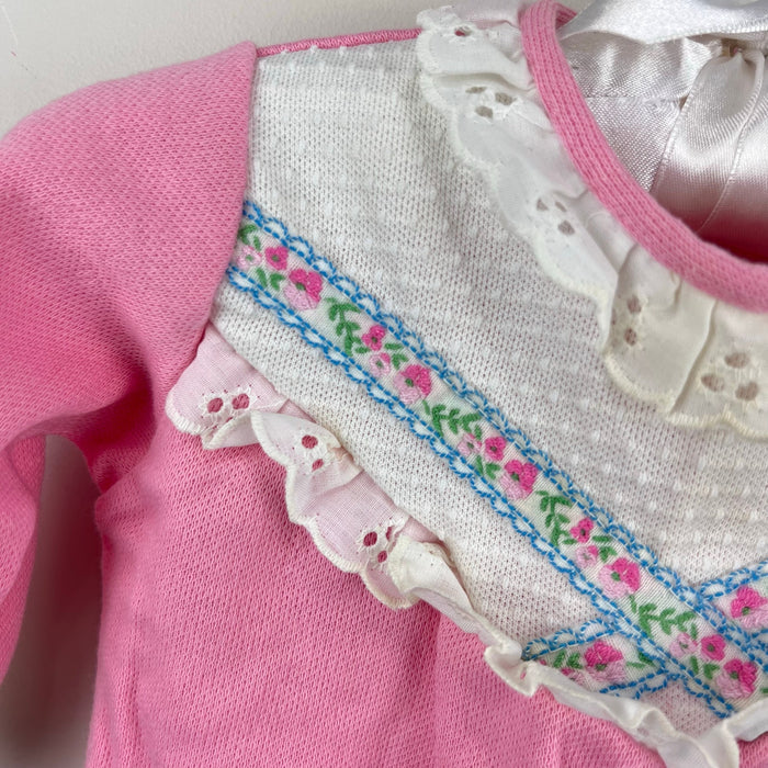 Vintage Carter's Pink Ruffle Lace Coverall Romper 9 Months USA